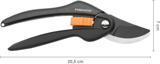 Fiskars Bypass-Gartenschere für frische Äste und Zweige, Antihaftbeschichtet, Hochwertige Stahl-Klingen, Länge: 20 cm, Schwarz/Orange, SingleStep, P26, 1000567