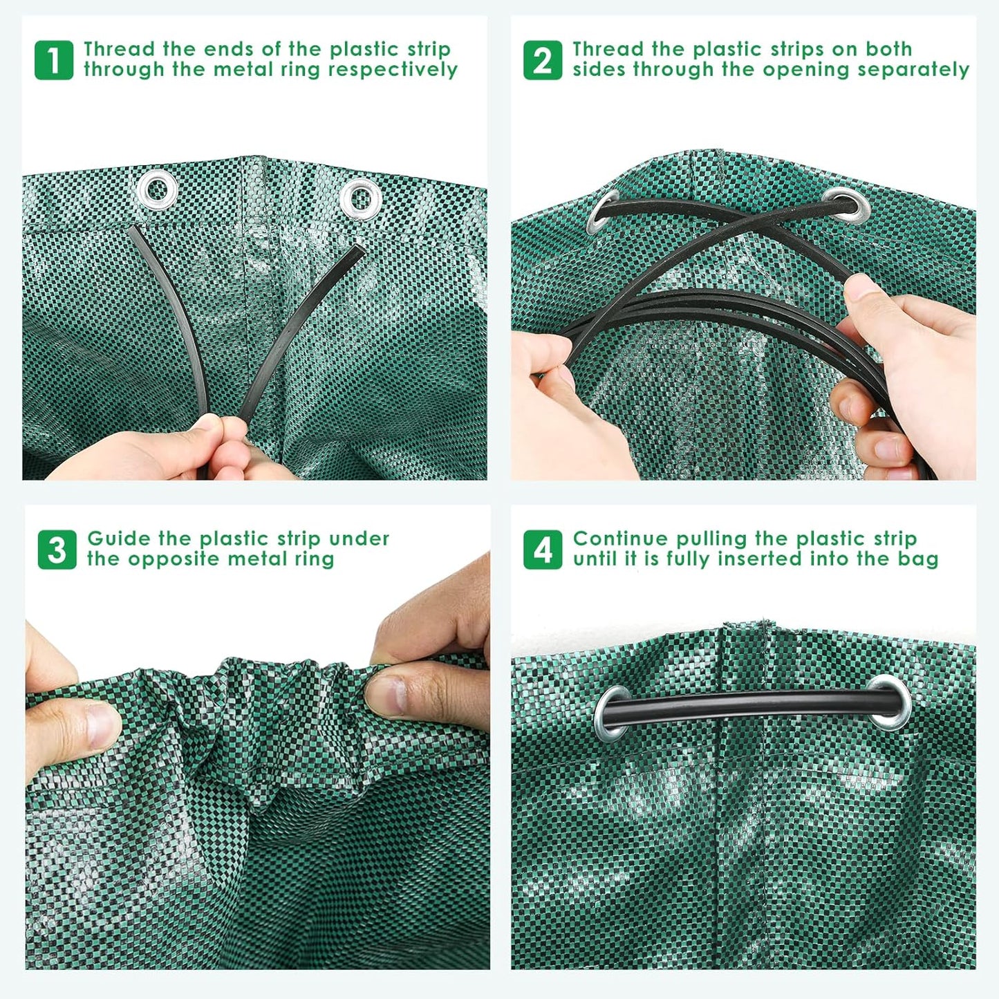 Pfloge® 3X 272L Gartenabfallsack, Gartensack mit 4 Griffe, Wasserdicht, Selbststehend, Laubsack Haltbar Korrosionsbeständig für Gartenabfälle und Grünschnitt