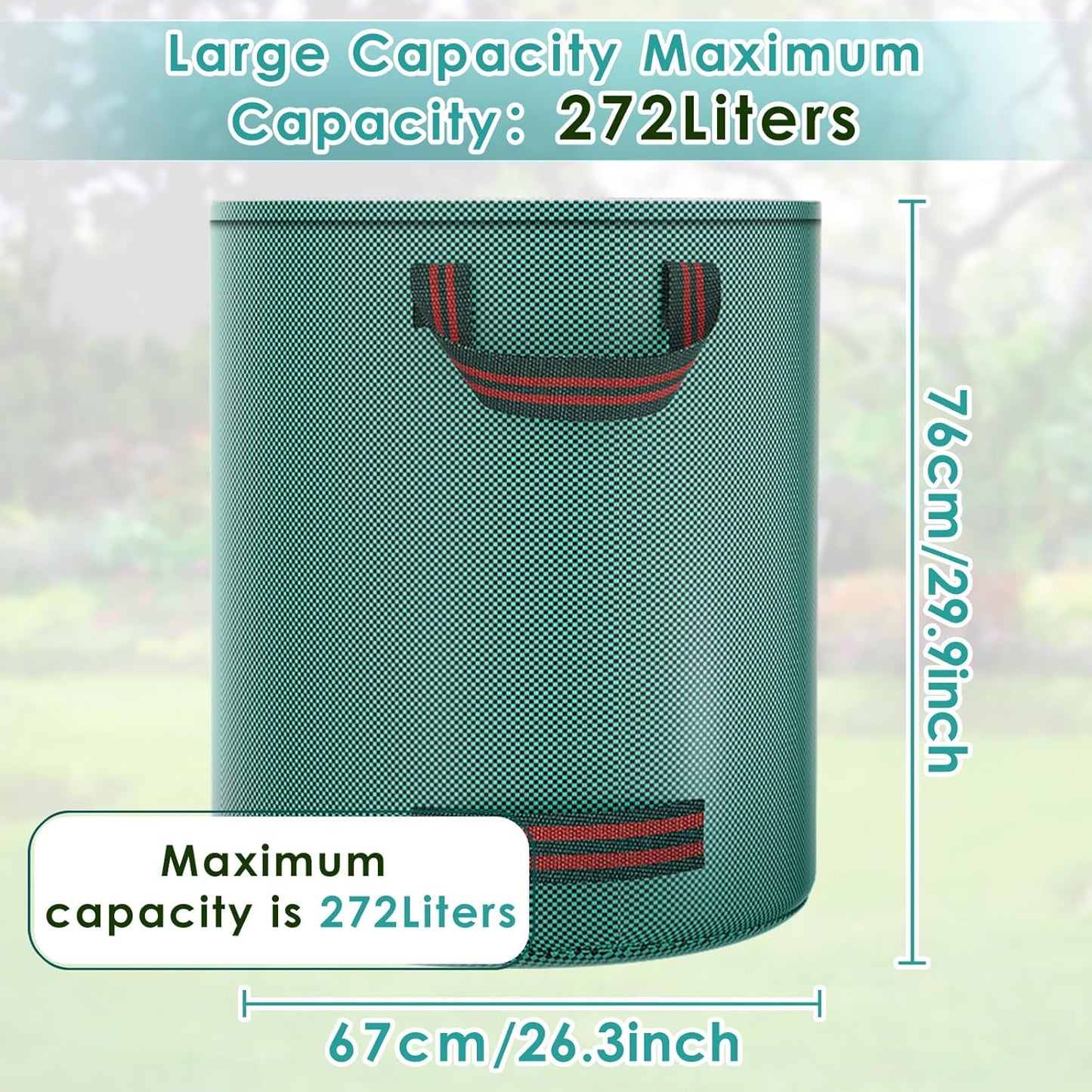 Pfloge® 3X 272L Gartenabfallsack, Gartensack mit 4 Griffe, Wasserdicht, Selbststehend, Laubsack Haltbar Korrosionsbeständig für Gartenabfälle und Grünschnitt