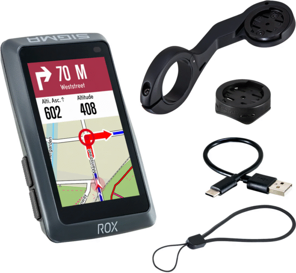 SIGMA ROX 12.1 EVO Basic Set Schwarz – GPS-Fahrradcomputer mit Karten & Navigation
